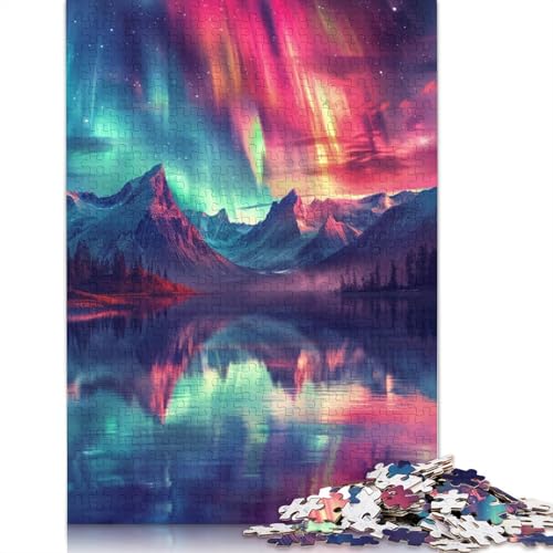 Mountain Aurora Puzzle, Familienspaß, rechteckiges Papierpuzzle für Kinder und Erwachsene ab 12 Jahren, Geburtstagsgeschenk, 1000 Teile (75 x 50 cm) von POLIUAWS