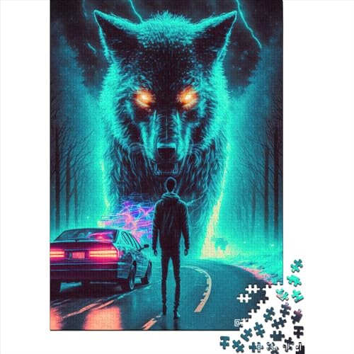 Mutant Wolf Puzzle 1000 Teile Holzpuzzle für Erwachsene Lernspiel Herausforderung Spielzeug 1000 Teile (38x26cm) von POLIUAWS
