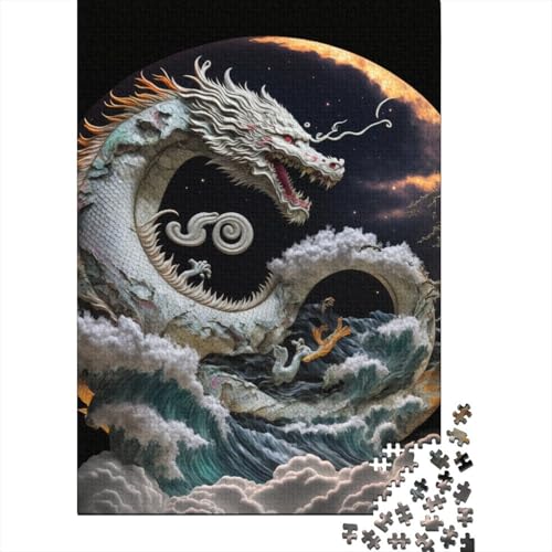 Mutiger Drache 1000 Teile Puzzle für Erwachsene, Halloween-Geschenk, Puzzle, Lernspiel, Herausforderung, Spielzeug, 1000 Teile (38 x 26 cm) von POLIUAWS