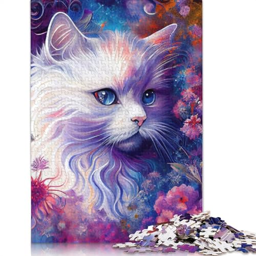 Mysteriöses Puzzle der weißen Katze für Erwachsene, 1000 Teile Puzzle für Teenager, Lernspiel, Spielzeug, Weihnachtsgeschenke, 1000 Teile (38 x 26 cm) von POLIUAWS