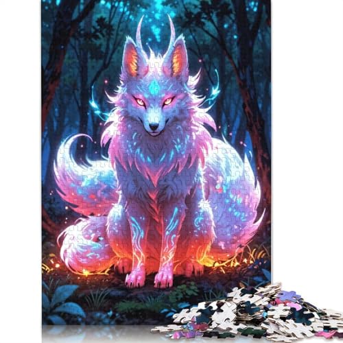 Mystischer Fuchs im Wald, 1000-teiliges Puzzle für Erwachsene, Familienspiel, Teenager, Puzzle 1000 Teile (38 x 26 cm) von POLIUAWS