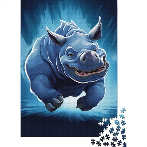 Nashorn-Puzzle, 1000 Teile, für Erwachsene und Jugendliche, pädagogisches Spiel, Herausforderungsspielzeug, 1000 Teile (75 x 50 cm) von POLIUAWS