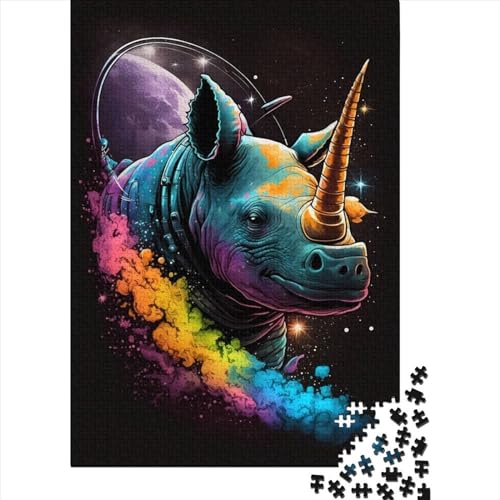 Nashorn-Puzzle für Erwachsene, Traumpuzzle, pädagogisches Spiel, Herausforderungsspielzeug, 1000 Teile (75 x 50 cm) von POLIUAWS