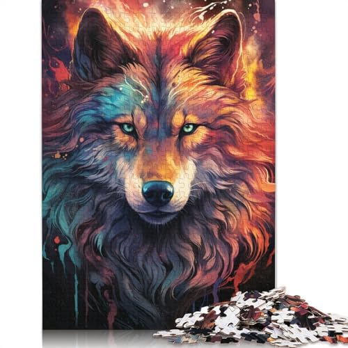Nebula Wolfs farbenfrohes psychedelisches Puzzle, anpassbare Bilder, 100% recycelter Karton, Puzzle für Erwachsene, einzigartiges Geschenk, 1000 Teile (75 x 50 cm) von POLIUAWS