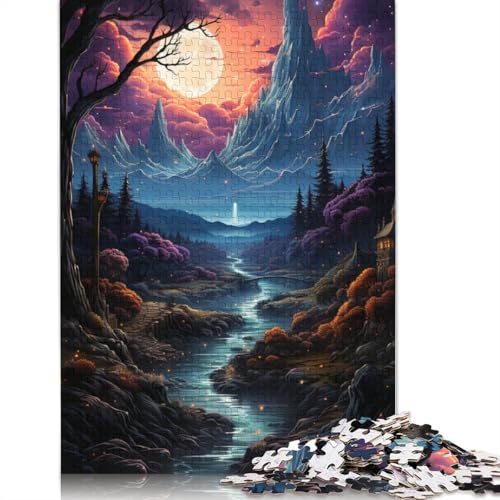 Neon-Alien-Landschafts-Puzzle, rechteckig, Papp-Puzzle, Kinder ab 12 Jahren, 1000 Teile (75 x 50 cm) von POLIUAWS