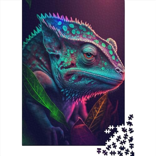 Neon-Chamäleon-Puzzle, 1000 Teile, für Erwachsene und Jugendliche, pädagogisches Spielzeug aus Papier, 38 x 26 cm von POLIUAWS