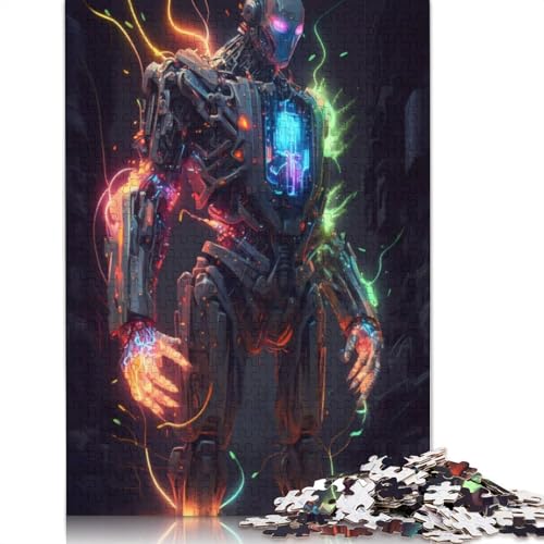 Neon Futuristic Robot Puzzles 1000 Teile Schwer Puzzle Spielzeug Lernspiel Impossible Herausforderung Spielzeug Für Erwachsene Kinder 1000pcs (75x50cm) von POLIUAWS