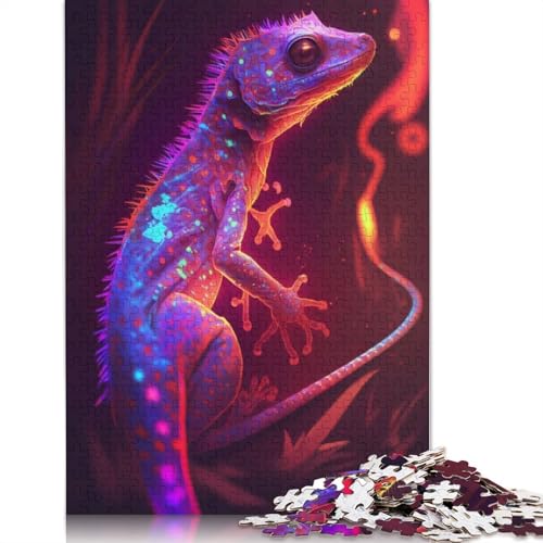 Neon Gecko Puzzles 1000 Teile Schwer Puzzle Spielzeug Pädagogisches Spiel Impossible Herausforderung Spielzeug Für Erwachsene Und Kinder in Bewährter 1000pcs (38x26cm) von POLIUAWS