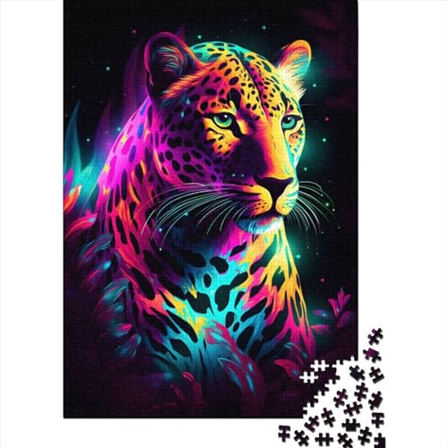 Neon-Leopard-Puzzle für Erwachsene und Jugendliche, 1000 Teile (75 x 50 cm) von POLIUAWS