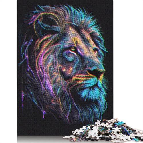 Neon Lion Puzzles 1000 Teile Schwer Puzzle Spielzeug Lernspiel Impossible Herausforderung Spielzeug Für Erwachsene Kinder 1000pcs (75x50cm) von POLIUAWS