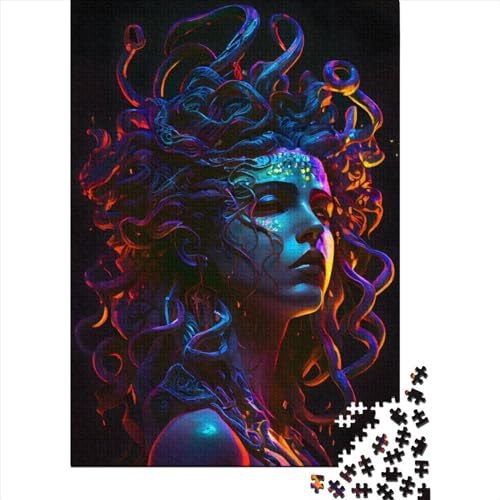 Neon Medusa 1 Puzzle 1000 Teile für Erwachsene, Halloween-Geschenk, Puzzle für Erwachsene, einzigartige Dekorationen und Geschenke, 1000 Teile (75x50cm) von POLIUAWS