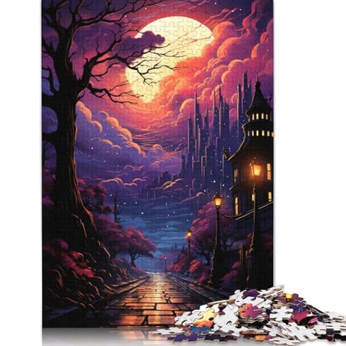 Neon-Nachtlandschaft-Puzzle, rechteckig, aus Pappe, 100% recyceltem Karton, Puzzle für Erwachsene, 1000 Teile (75 x 50 cm) von POLIUAWS