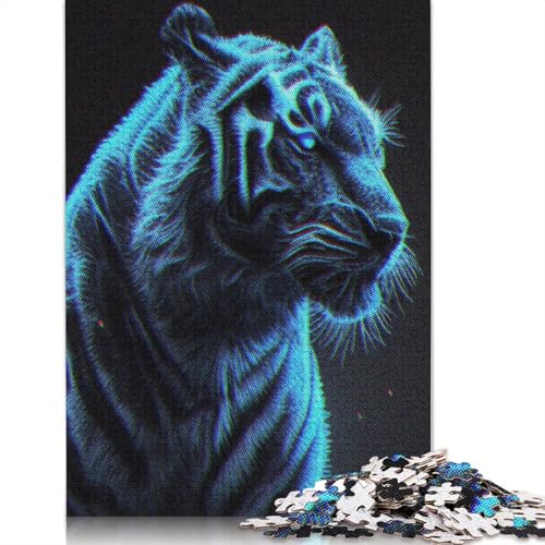 Neon Tiger Puzzles 1000 Teile Schwer Puzzle Spielzeug Lernspiel Impossible Herausforderung Spielzeug Für Erwachsene Kinder 1000pcs (75x50cm) von POLIUAWS