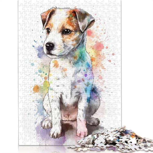 Niedliches 1000-teiliges Puzzle mit Jack-Russell-Hund-Baby, Spielzeug für Erwachsene, Denkspiel, Lernspiel für Erwachsene, Stressabbau, Heimdekoration, 1000 Teile (75 x 50 cm) von POLIUAWS