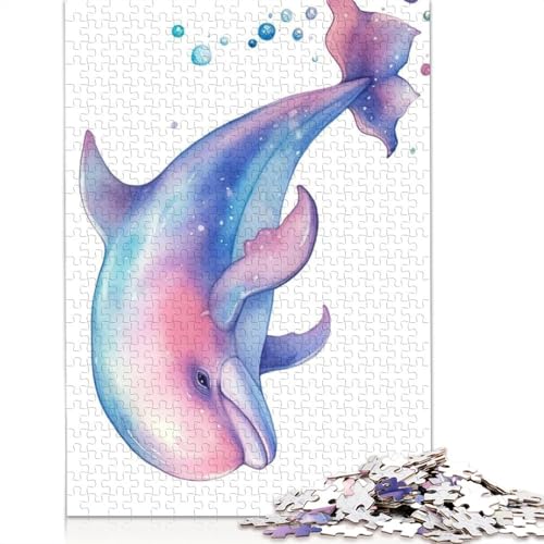 Niedliches Aquarell-Babywal-Puzzle mit 1000 Teilen. Familienspaß-Puzzle für Erwachsene und anspruchsvolles Spiel, Spiele zum Stressabbau und einzigartige Geschenke. 1000 Teile (75 x 50 cm) von POLIUAWS