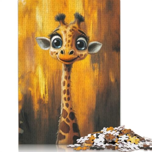 Niedliches Giraffenporträt-Puzzle für Erwachsene, 1000-teiliges Puzzle für Teenager, Lernspiel, Herausforderungsspielzeug, 1000 Teile (38 x 26 cm) von POLIUAWS