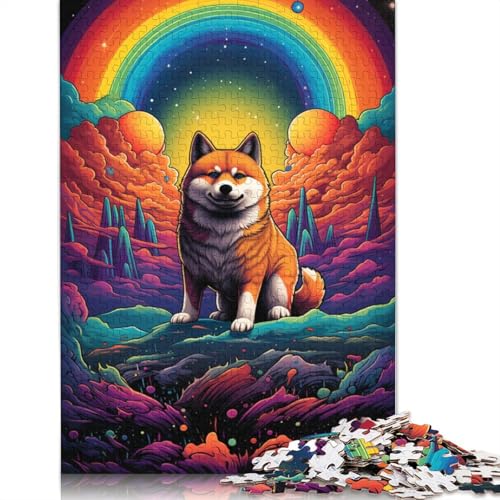 Niedliches farbiges Shiba Inu15-Puzzle, 100% recycelter Karton, 100% recycelter Karton, Puzzle für Jungen oder Mädchen, 1000 Teile (75 x 50 cm) von POLIUAWS