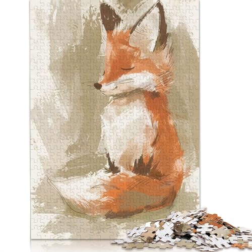 Niedliches ruhendes Fuchs-Papierpuzzle, 1000 Teile, Puzzle für Erwachsene, Lernspiel, Herausforderungsspielzeug, 1000 Teile (75 x 50 cm) von POLIUAWS