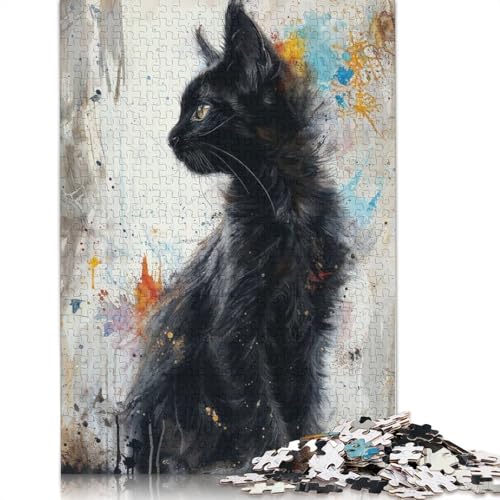 Noir Feline Elegance Puzzles 1000 Teile Schwer Puzzle Spielzeug Lernspiel Impossible Herausforderung Spielzeug Für Erwachsene Und Kinder in Bewährter 1000pcs (75x50cm) von POLIUAWS