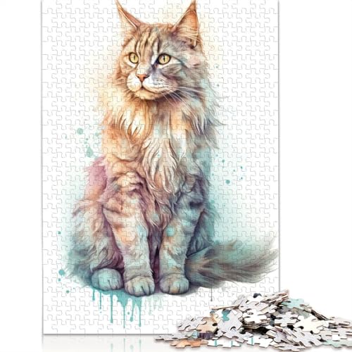 Norwegische Waldkatzen-Kunst, 1000-teiliges Puzzle für Erwachsene | | Familienspaß-Puzzles für Erwachsene, Geschenke, Denkspiele, 1000 Teile (75 x 50 cm) von POLIUAWS