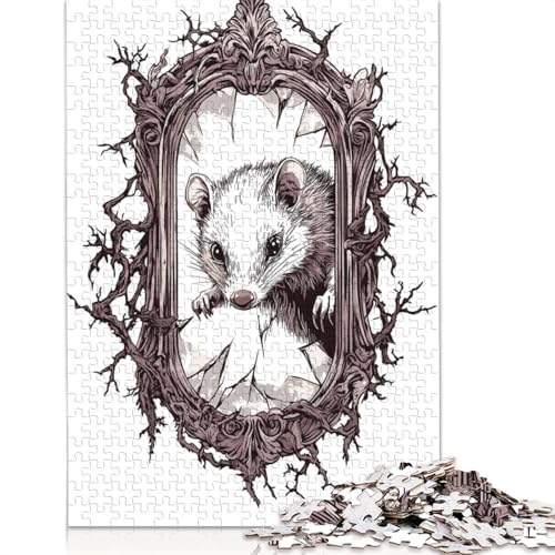 Opossum in einem zerbrochenen Spiegel, Puzzles für Erwachsene, 1000 Teile, Puzzle für Teenager, Lernspiel, Herausforderung, Spielzeug, 1000 Teile (75 x 50 cm) von POLIUAWS