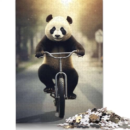 Panda auf einem Fahrrad, 1000-teiliges Puzzle für Erwachsene | Familienspaß-Puzzles für Erwachsene, Geschenke, Denkspiele, 1000 Teile (38 x 26 cm) von POLIUAWS