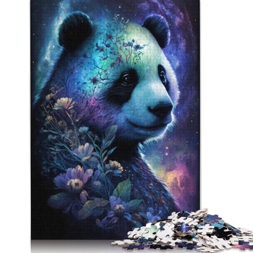 Panda und Blumen, 1000-teiliges Puzzle für Erwachsene, 100% Recyclingpapier, schwierige Puzzles für Kinder, 1000 Teile (75 x 50 cm) von POLIUAWS