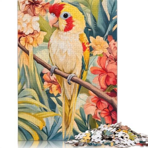 Papagei in tropischen Blumen, Puzzle 1000 Teile, Papierpuzzle für Erwachsene und Teenager, Familienspiel, 1000 Teile (75 x 50 cm) von POLIUAWS
