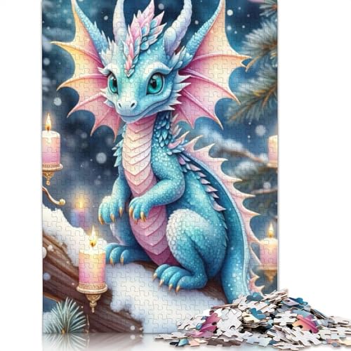 Papierpuzzle, 1000 Teile, niedlicher Drachen für Erwachsene, Lernspiel, Spielzeug, Geschenk für Heiligabend, 1000 Teile (38 x 26 cm) von POLIUAWS