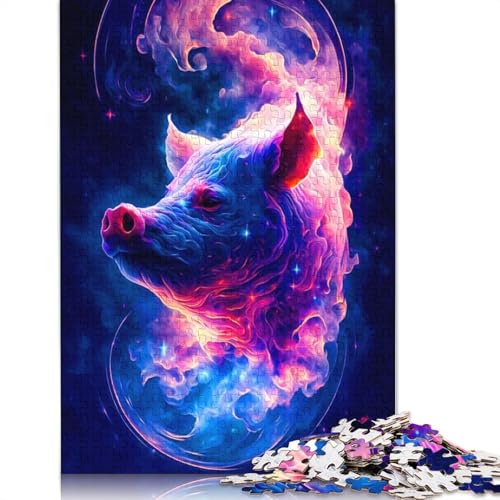 Pig Puzzle 1000-teilige Schwer Puzzle Spielzeug Pädagogisches Spiel Impossible Herausforderung Spielzeug Für Erwachsene Kinder 1000pcs (75x50cm) von POLIUAWS