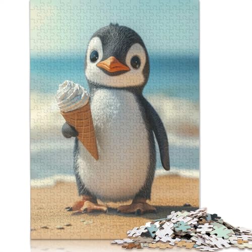 Pinguin mit Eiscreme-Puzzle, 1000 Teile, für Erwachsene und Jugendliche ab 12 Jahren, 1000 Teile (75 x 50 cm) von POLIUAWS