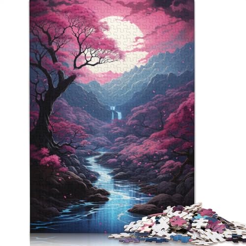 Pink Forest Puzzle, Denksportaufgabe, rechteckiges Papierpuzzle für Erwachsene, 1000 Teile (75 x 50 cm) von POLIUAWS