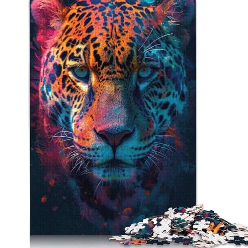 Psychadelic Jaguar Puzzle Fun Premium-Puzzle aus Karton für Erwachsene, 1000 Teile (75 x 50 cm) von POLIUAWS