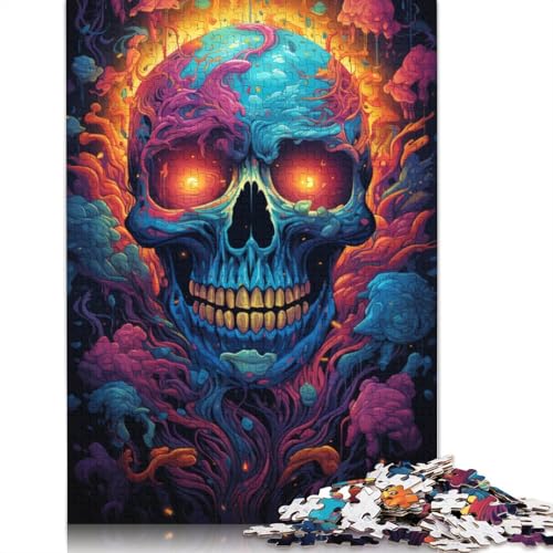 Psychedelia mit rauchigen Totenköpfen, Puzzle, schwierige Herausforderung, 100% recycelter Karton, Puzzle für Kinder und Erwachsene, (75 x 50 cm) von POLIUAWS
