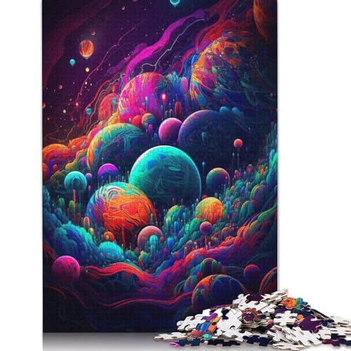 Psychedelic Space Puzzles 1000 Teile Schwer Puzzle Spielzeug Pädagogisches Spiel Impossible Herausforderung Spielzeug Für Erwachsene Kinder 1000pcs (75x50cm) von POLIUAWS