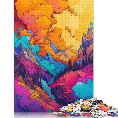 Psychedelische Landschaftskunst, Puzzle, Denksportaufgabe, Premium-Karton-Puzzle für Kinder und Erwachsene ab 12 Jahren, 1000 Teile (38 x 26 cm) von POLIUAWS