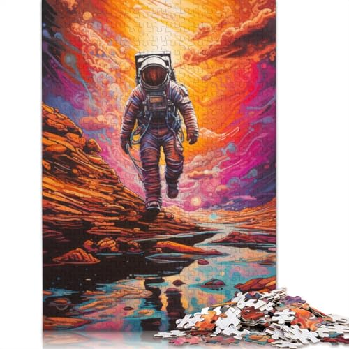 Psychedelisches Astronauten-Puzzle, Familienspaß, rechteckiges Papierpuzzle für Jungen oder Mädchen, 1000 Teile (75 x 50 cm) von POLIUAWS