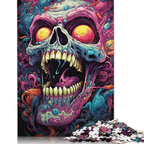 Psychedelisches Farbgemälde, Totenkopf-Puzzle, Familienspaß, rechteckiges Papierpuzzle für Kinder und Erwachsene ab 12 Jahren, Geburtstagsgeschenk, 1000 Teile (75 x 50 cm) von POLIUAWS