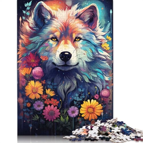 Psychedelisches Gemälde, Wolf-Puzzle, Familienspaß, 100% recycelter Karton, Puzzle für Kinder und Erwachsene ab 12 Jahren, 1000 Teile (38 x 26 cm) von POLIUAWS