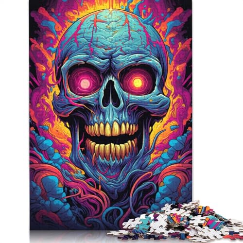Psychedelisches Gemälde, buntes Totenkopf-Puzzle, präzises ineinandergreifendes Papier, rechteckiges Puzzle für Erwachsene und Kinder, einzigartiges Geschenk, 1000 Teile (75 x 50 cm) von POLIUAWS