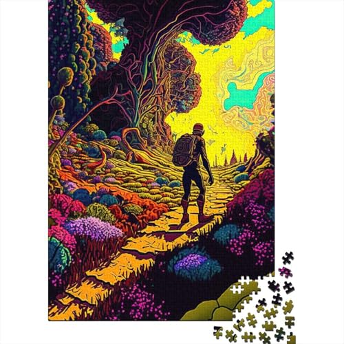 Psychedelisches Puzzle, 1000 Teile für Erwachsene, ideal für Halloween, Holzpuzzle für Familienspaß und Spielabende, 1000 Teile (75 x 50 cm) von POLIUAWS