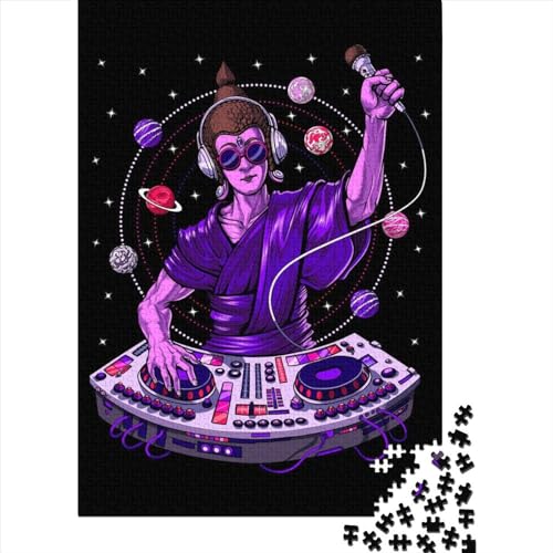 Psychedelisches Puzzle 1000 Teile Buddha DJ für Erwachsene, Halloween-Geschenk, Holzpuzzle für Erwachsene, 1000 Teile (75x50cm) von POLIUAWS