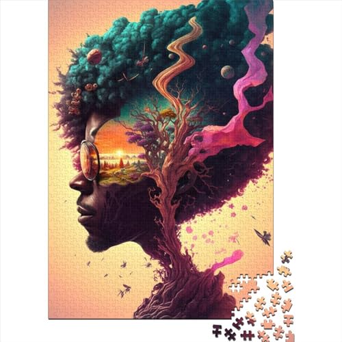 Psychedelisches Puzzle 1000 Teile für Erwachsene, Halloween-Geschenk, Holzpuzzle für Erwachsene und Jugendliche, 1000 Teile (75 x 50 cm) von POLIUAWS