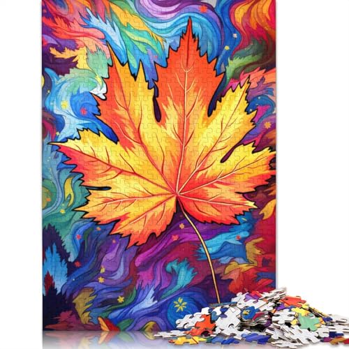 Psychedelisches Puzzle mit kanadischen Ahornblättern, Dekompressionsspielzeug, 100% recycelter Karton, Puzzle für Erwachsene, 1000 Teile (38 x 26 cm) von POLIUAWS