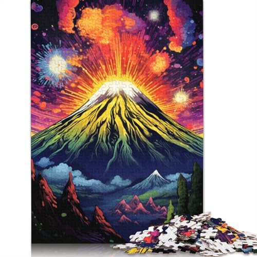 Psychedelisches Vulkanausbruch-Puzzle, rechteckig, aus Pappe, 100% recyceltem Karton, Puzzle für Erwachsene und Kinder, (75 x 50 cm) von POLIUAWS