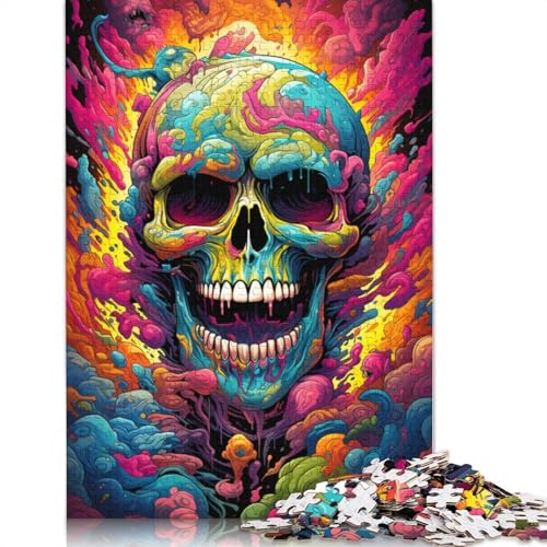 Psychedelisches farbiges Totenkopf-Puzzle, Dekompressionsspielzeug, 100% recycelter Karton, Puzzle für Erwachsene, 1000 Teile (75 x 50 cm) von POLIUAWS