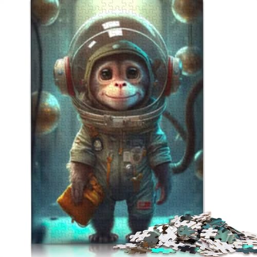 Puzzle, 1000 Teile, Astronaut und Weltraumaffe für Erwachsene, Holzpuzzle, pädagogisches Spiel für Jugendliche, 1000 Teile (75 x 50 cm) von POLIUAWS
