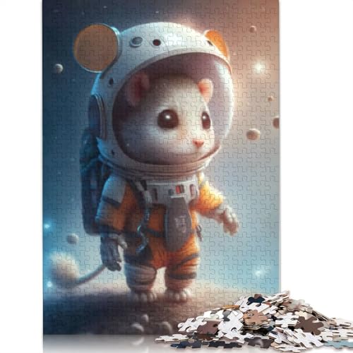 Puzzle, 1000 Teile, Astronaut und Weltraummaus, Holzpuzzle für Jugendliche, lustiges Puzzle, 1000 Teile (75 x 50 cm) von POLIUAWS
