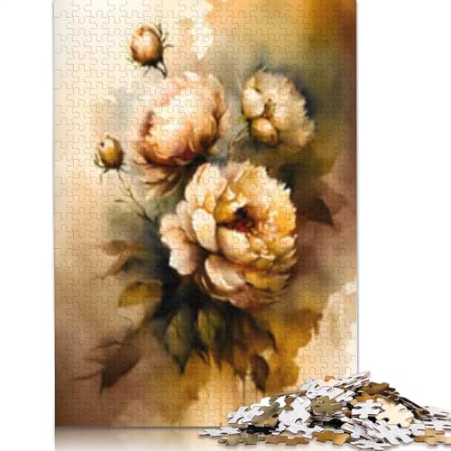 Puzzle, 1000 Teile, Blumen, Beige, für Erwachsene und Jugendliche, Lernspielzeug aus Papier, 1000 Teile (38 x 26 cm) von POLIUAWS