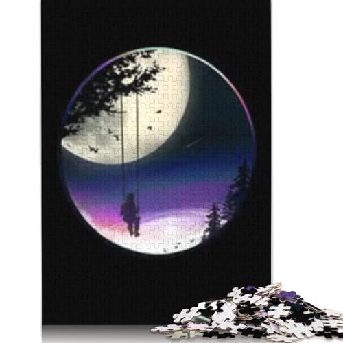 Puzzle, 1000 Teile, Mondkatze, für Erwachsene und Jugendliche, aus Holz, Lernspiel, Herausforderung, Spielzeug, Geburtstagsgeschenk, 1000 Teile (75 x 50 cm) von POLIUAWS